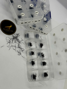 Cajas de Muestras de Pestañas Mixtas 3D 5D 8D 10D 12D, Fans de Volumen Preformados, Kit de Prueba de Extensiones de Pestañas de Cachemira Negro Mate - Product Image 4