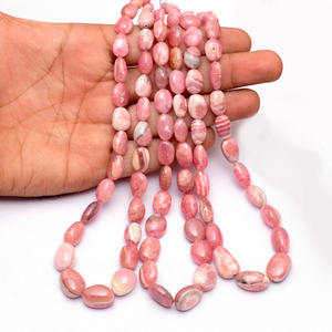 Perles ovales lisses en rhodochrosite naturelle de qualité AAA, 8x10mm-12x16mm, pierres semi-précieuses, perles roulées pour bijoux - Product Image 3