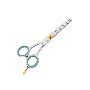 Ciseaux de coiffure professionnels de qualité supérieure pour droitiers, en acier inoxydable 440C, à 28 dents, à pointe arrondie, à long manche - Product Image 1
