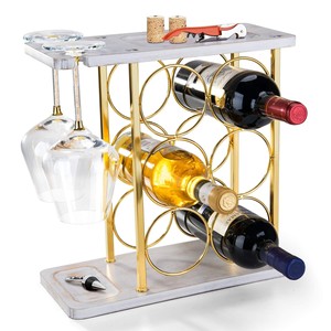 ชั้นวางไวน์ไม้สนวินเทจพร้อมโครงโลหะ |   ที่วางขวดไวน์ขายส่ง - Product Image 2