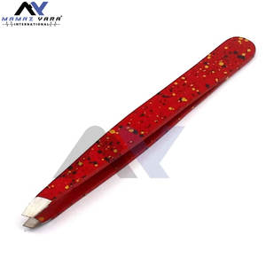 Juego de Pinzas para Cejas de Acero Inoxidable, Color Rojo y Negro, para Extensiones de Pestañas, Pinzas con Punta de Fibra, Juego de 2 Piezas - Product Image 2