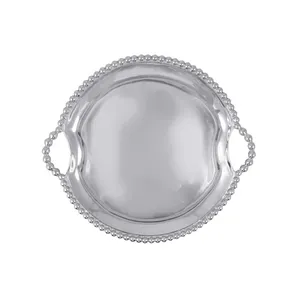 Runde Metall-Servierplatte mit Perlenrand Klassische Polierte Oberfläche Spülmaschinenfest für Partys Geeignete Teller & Schüsseln - Product Image 3