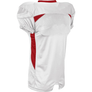 Maillot de football américain pour homme, blanc et rouge, col en V, manches courtes, maille respirante, coupe athlétique, couleur unie, vêtements de sport - Product Image 2