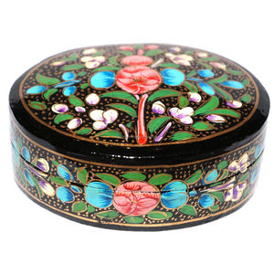 Boîte à bibelots en papier mâché rouge artisanale de luxe, boîte de rangement florale minimaliste en papier mâché de haute qualité, décoration d'intérieur, article cadeau - Product Image 4