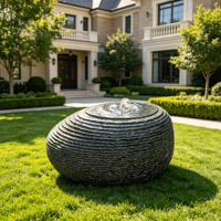 Fontaines d'eau contemporaines en granit pour jardin - Décorations durables pour bassins et piscines extérieurs - Éléments paysagers écologiques