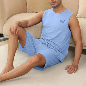 Ensemble de short et t-shirt de sport pour homme en coton 100 % premium, coupe ample, vêtements de fitness été - Product Image 5