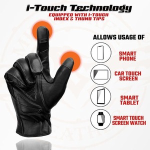 Gants de moto classiques en cuir noir de haute qualité, style motard, à doigts entiers, avec lacets ajustables, faible MOQ, fournisseur en gros - Product Image 5