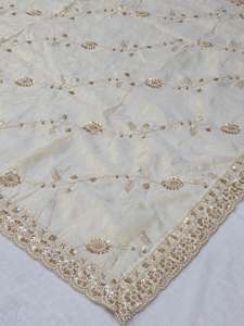Tissu de broderie en gros pour dupatta, géorgette lourde, broderie florale, sequins, perles, tissu de créateur pour lehenga, robe de mariée, matière pour costume - Product Image 2