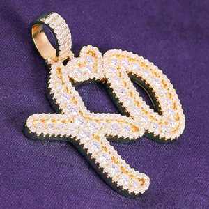 Pendentif Lettre Initiale VVS D en Moissanite Colorée pour Homme, Style Hip Hop, en Argent 925, Sertie de Pierres - Product Image 3