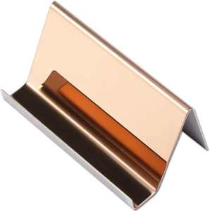 Porta Tarjetas de Visita de Acero Inoxidable Color Oro Rosa, Soporte de Exhibición de Tarjetas de Presentación de Escritorio, Elegante Organizador de Escritorio para Oficina - Product Image 3