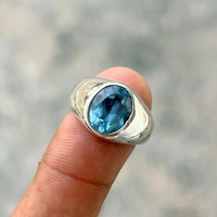 Bague pour homme en argent sterling 925 avec pierre précieuse topaze bleue naturelle, bague statement en pierre bleue faite à la main, bijoux en gros