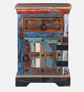 Mesa de Noche de Madera de Mango Maciza con 1 Cajón |   Mesa de Noche Moderna para Apartamento y Almacén, Muebles de Dormitorio - Product Image 5