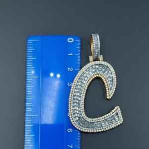 Colgante Hip Hop con Inicial de Letra C, Corte Baguette y Redondo, con Diamante Moissanita, Plata de Ley 925, Joyería Fina, Colgantes y Dijes - Product Image 5