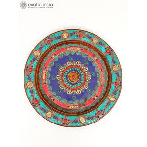 Tenture murale bouddhiste ronde de 12 pouces Symboles d'Ashtamangala complexes Accent mural élégant - Product Image 3