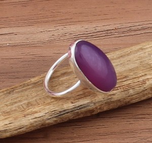 Anillo de Plata de Ley 925 con Engaste de Bisel de Jade Lavanda Natural, Hecho a Mano, para Mujer, Piedra de Nacimiento de Febrero - Product Image 3