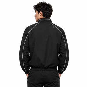 Custom Men Black Track Windbreaker <b>Jacket</b> Lightweight <b>Zip</b> <b>Up</b> Sports Training <b>Jacket</b> Premium Polyester Casual Outdoor Wear OEM - Product Image 4