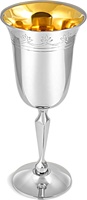 Coupe Kiddush Classique Personnalisée Faite à la Main en Laiton Sans Plomb, Finition Polie Haute Brillance Bicolore Nickel-Argent et Or, Personnalisation