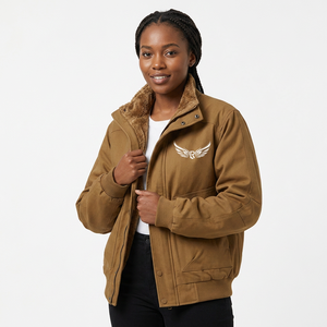 Veste marron pour homme avec doublure, logo brodé ailes, coupe-vent, décontractée, pour l'automne, fermeture éclair sur le devant - Product Image 6