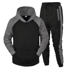 Ensemble de sweats à capuche à manches longues pour hommes, doublure polaire, imprimé délavé, léger, extensible dans les quatre sens, vêtements de sport décontractés en coton, vente en gros - Product Image 1
