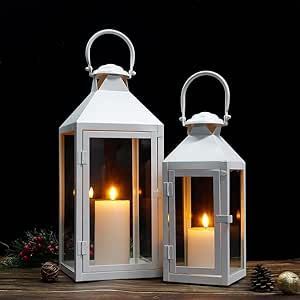 Compact metal candle lantern with modern finish perfect for small <b>spaces</b> home decor and ambient <b>lighting</b> - Product Image 2
