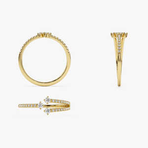 Anillo de diseño abierto de joyería de lujo para mujer, chapado en oro de 14k, plata de ley 925, anillo fino cruzado único con moissanita para mujer - Product Image 4