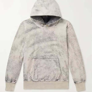 Sweat-shirt à capuche épais délavé à l'acide pour homme, blanc, coupe oversize, style streetwear vintage, avec poche kangourou en polaire - Product Image 2