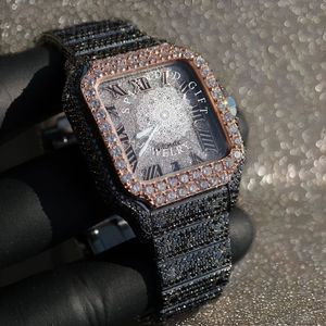 Reloj de Lujo con Diamantes, Caja Cuadrada, Esfera Analógica con Números Romanos, Cristal de Zafiro, Cierre Desplegable, para Hombre, 28 mm, Movimiento de Cuarzo ETA - Product Image 6