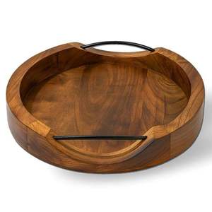 Eco Friendly Luxury Wooden Serving Tray for Food Fruit Dessert and Tea Use Premium Wooden <b>Snack</b> Dish <b>Plate</b> for Home At Best Rate - Product Image 2