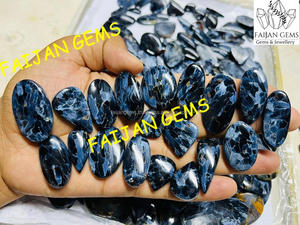 Gemas FAIJAN de Primera Calidad, Cabujón de Pietersita Azul con Patrón de Tormenta Natural, Piedra Preciosa Suelta al por Mayor para la Fabricación de Joyas, Rajasthan - Product Image 3
