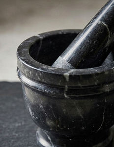 Mortero y Pilón de Piedra Negra Natural, Molinillo Manual para Especias, Hierbas, Ajo y Jengibre, Herramienta de Cocina para Moler, Triturador de Piedra Resistente - Product Image 4