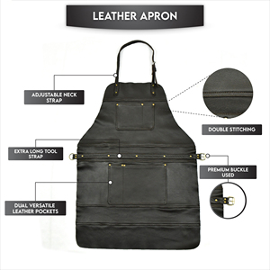 Tablier de coiffeur professionnel en cuir sans manches avec poches réglables pour usage quotidien - Product Image 2