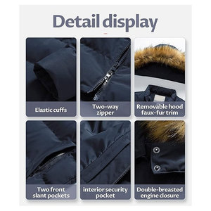 เสื้อโค้ทขนเฟอร์เทียมสำหรับผู้หญิงแบบยาวสำหรับฤดูหนาว เสื้อแจ็คเก็ตบุหนาแบบมีฮู้ดถอดได้ อุ่นสบาย ทันสมัย เหมาะสำหรับสภาพอากาศหนาวเย็น - Product Image 6
