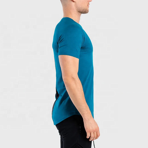 Ropa de vestir de calidad superior para hombre, camisetas de manga corta con cuello redondo, dobladillo curvo Delgado, jersey informal de hip hop, Camiseta lisa de algodón 100% - Product Image 4