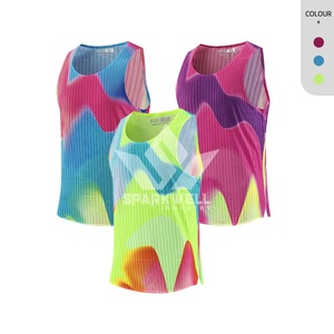 Débardeur pour homme en polyester respirant à col rond, imprimé montagne et lac rose, sans manches, tricoté, décontracté, pour le sport - Product Image 2