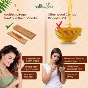 HealthAndYoga PureTress Neem Wood Dual Teeth Hair <b>Comb</b> for Women/men Durable Handmade <b>Comb</b> - Product Image 4