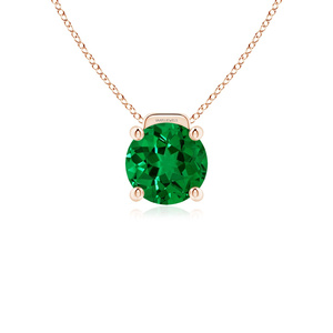 Pendentif solitaire émeraude taille brillant vintage Vaayu Jewels en or 18K 14K 10K et argent 925 935 plaqué rhodium, serti griffe, pour femme - Product Image 2