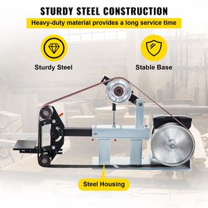 Levigatrice a Nastro e a Disco 3 in 1 a Velocità Costante 2HP 1500W 110V, Levigatrice da Banco di Grado Industriale 2'' x 82'' con 3 Mole Abrasive da 12 Pollici - Product Image 5