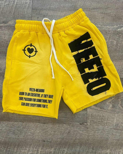 Shorts décontractés en coton pour hommes avec ceinture élastique, logo personnalisé imprimé, en molleton doux, 100 % coton confortable - Product Image 1