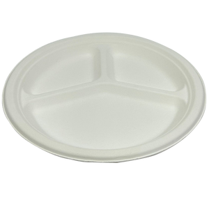 Bandeja para Comida Biodegradable y Compostable de Taiwán, 9 Pulgadas -3 Com, Libre de PFAS, D226xH19.6mm, 15g, Fabricada en Fábrica, 100% Biodegradable - Product Image 1