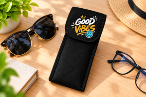 Good Vibes - Estuche para gafas de lona de 7 pulgadas con un solo compartimento y botón protector, multifuncional, informal, portátil - Product Image 6