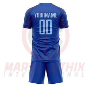 Uniforme de fútbol de secado rápido y transpirable, conjunto de camiseta y pantalones cortos de fútbol con impresión de logotipo personalizado de alta calidad en MOQ bajo. - Product Image 3