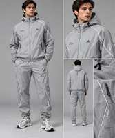Ensemble de survêtement bleu à capuche ONEAPEX pour homme – Veste et pantalon de jogging coupe-vent à fermeture éclair intégrale, couleur unie, en polyester
