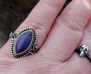 Bohemian Style Purple Copper Turquoise <b>Statement</b> <b>Ring</b> for Women Classic Sterling Silver Wedding Gift <b>Ring</b> - Product Image 3