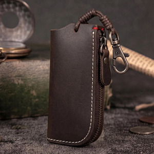 Organisateur d'accessoires en cuir de qualité supérieure avec plusieurs crochets pour clés et compartiment pour cartes, porte-clés en cuir véritable, organiseur de clés de voyage - Product Image 5