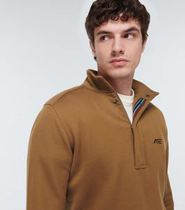 เสื้อฮู้ดซิปครึ่งตัวผู้ชายสไตล์โมเดิร์น แขนเสื้อแบบริบ และป้ายแบรนด์ทันสมัย ผลิตจากผ้าฝ้าย 100% - Product Image 4