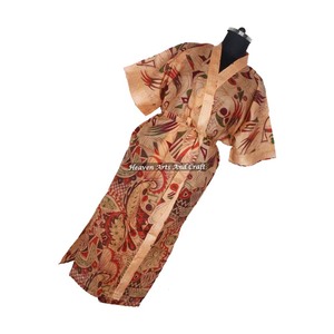 KL014 Antique Floral Silk Vintage Sari Kimono Long-Style Jacket <b>Winter</b> Autumn Bohemian Style - Product Image 1