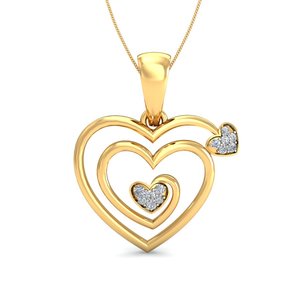 Yellow Gold Diamond Heart Pendant With Natural Heart Cut Diamonds Romantic Style For Women's Wedding Jewelry - Product Image 3