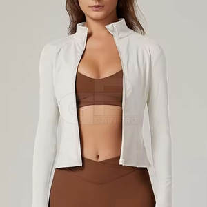 Chaqueta de yoga cómoda para mujer, de manga larga, de secado rápido, tela elástica, corte ajustado, con cremallera, para correr - Product Image 4