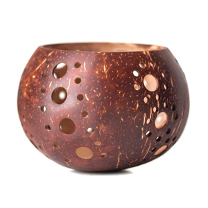 Supports de bougies en coquille de noix de coco durables, prix compétitif, support en bois pour bougies tealight. - Product Image 3