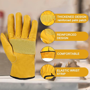 Gants de travail confortables en cuir de vache résistant à l'eau, avec poignet élastique et sangle réglable, légers et sécuritaires pour la conduite - Product Image 2